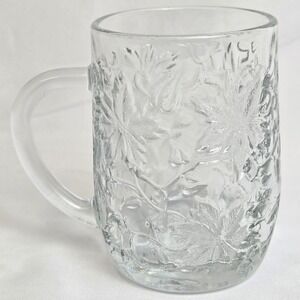 Princess House Fantasia Crystal Mug, Poinsetta Floral‎ Design, 516, Vintage